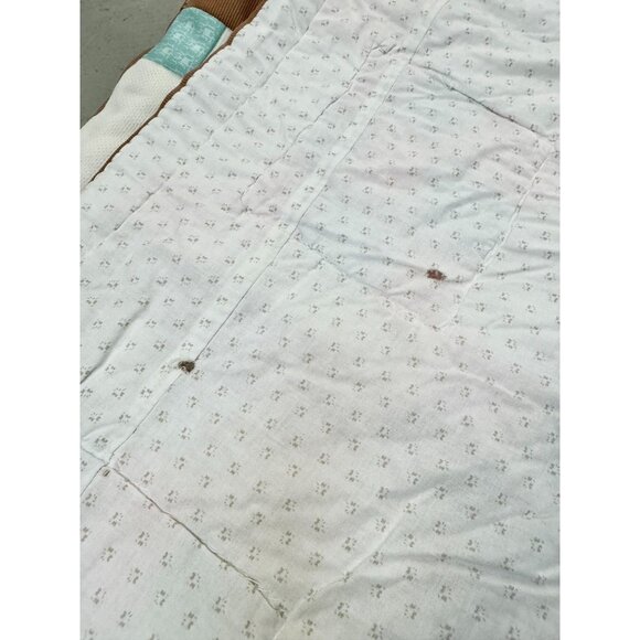 Vintage 70's Handmade Pink Turquoise Brown 92" x 70" Irish Chain Block Quilt - Picture 6 of 7